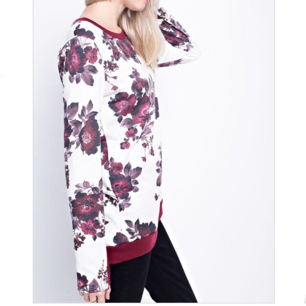 Last 1! French terry floral sweatshirt - Picture 4 of 6